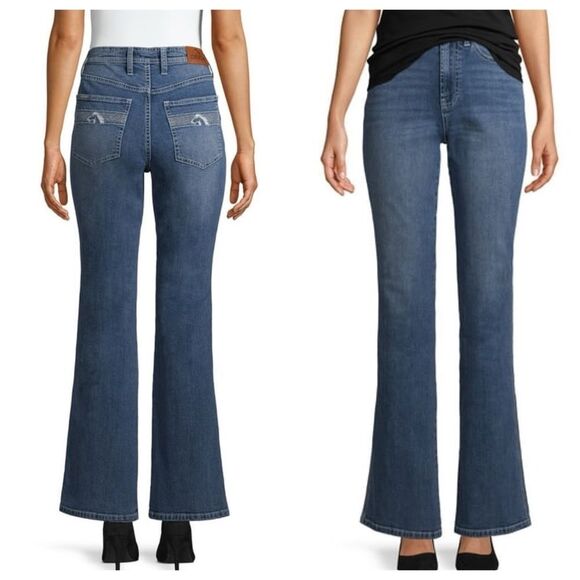 Jordache Vintage Women's Reese High Rise Slim Bootcut Jeans Washed Out Blue 34 - Picture 1 of 13